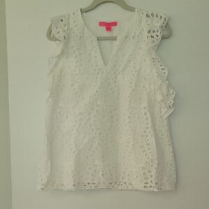 Lilly Pulitzer White Ruffled Blouse